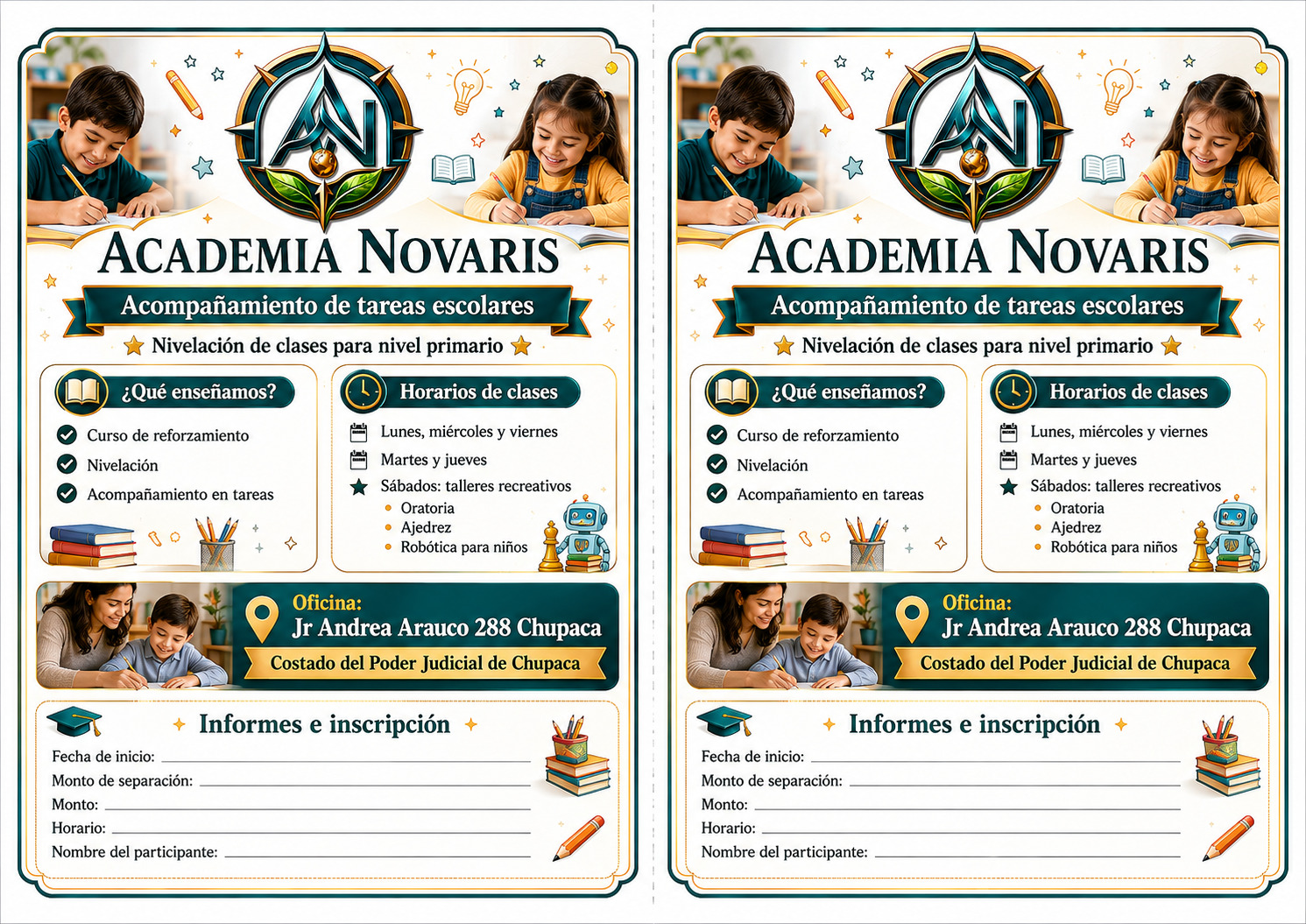 Volante de inscripcion Academia Novaris